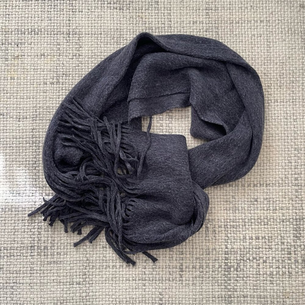 Fringe Scarf (OS) [Grey/Purple] Cozy Winter Wrap